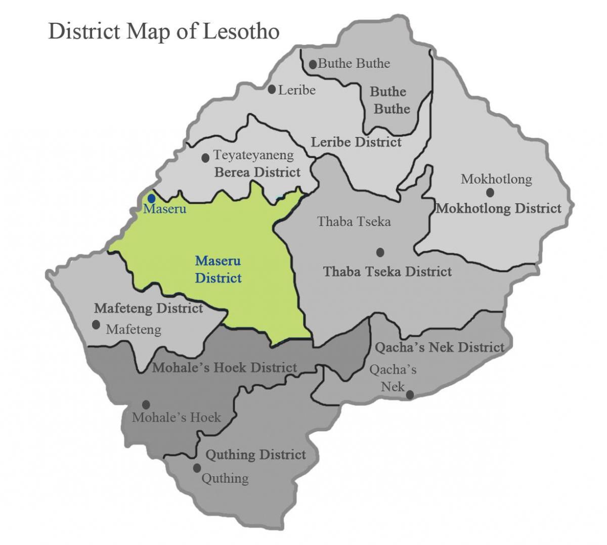 نقشه لسوتو نشان دادن مناطق
